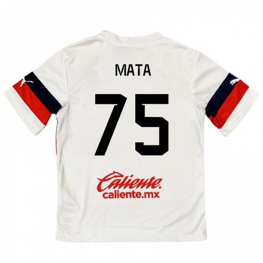 Criança Camisola Hugo Mata #75 Branco Vermelho Alternativa 2024/25 Camisa