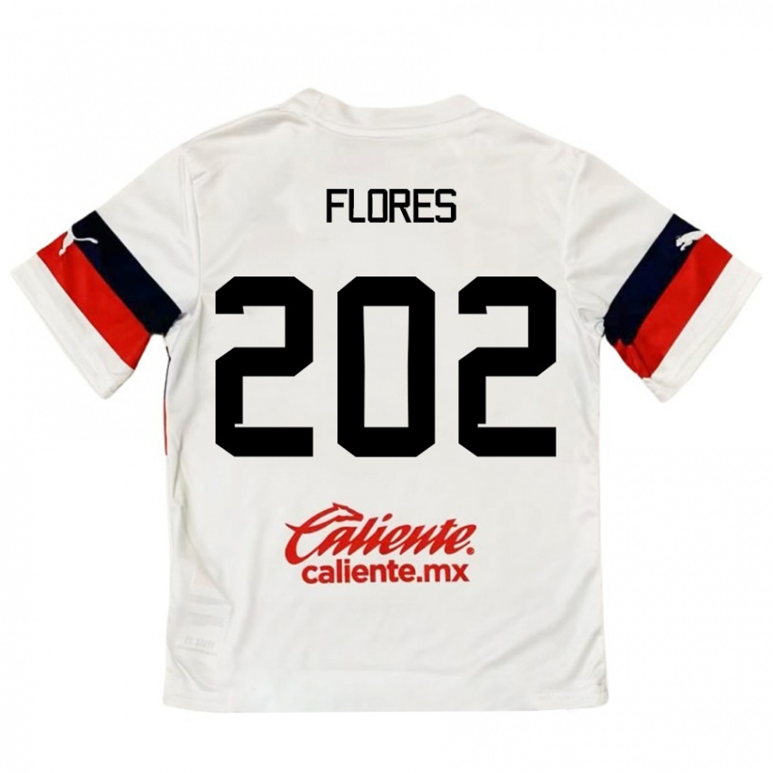 Criança Camisola Daniel Flores #202 Branco Vermelho Alternativa 2024/25 Camisa