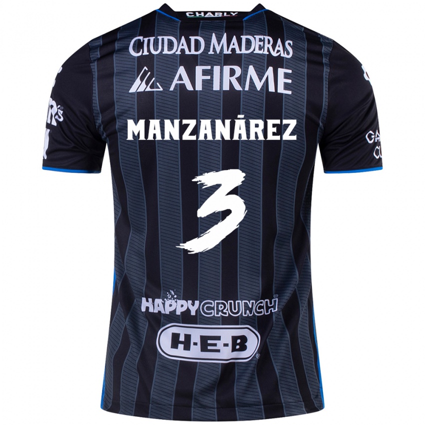 Criança Camisola Óscar Manzanárez #3 Branco Preto Alternativa 2024/25 Camisa