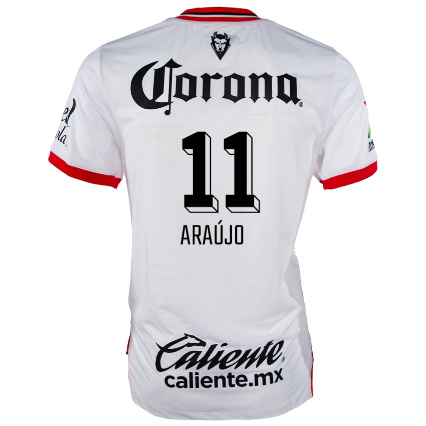 Criança Camisola Maximiliano Araújo #11 Branco Vermelho Alternativa 2024/25 Camisa