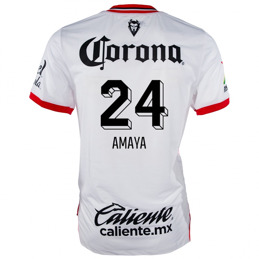 Criança Camisola Frankie Amaya #24 Branco Vermelho Alternativa 2024/25 Camisa