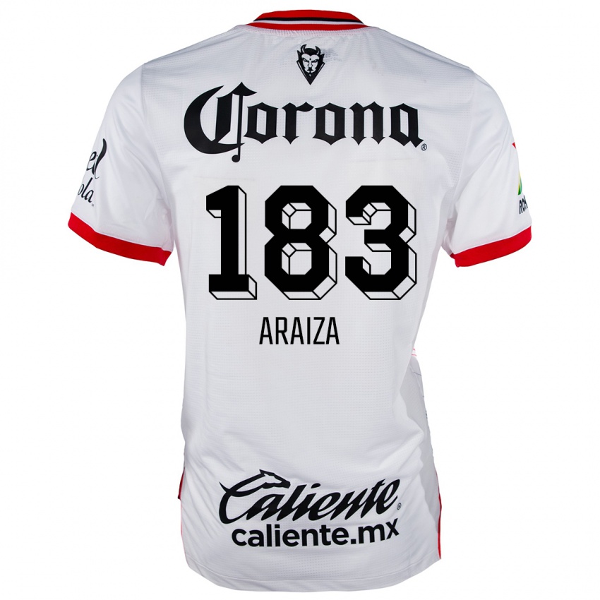 Criança Camisola Daniel Araiza #183 Branco Vermelho Alternativa 2024/25 Camisa