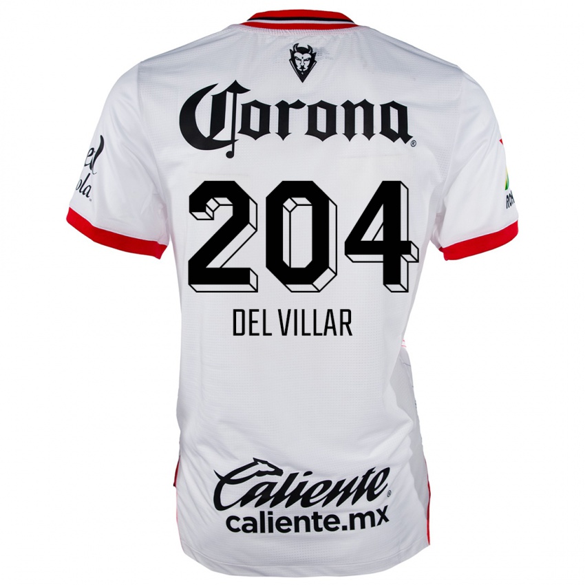 Criança Camisola Everardo Del Villar #204 Branco Vermelho Alternativa 2024/25 Camisa