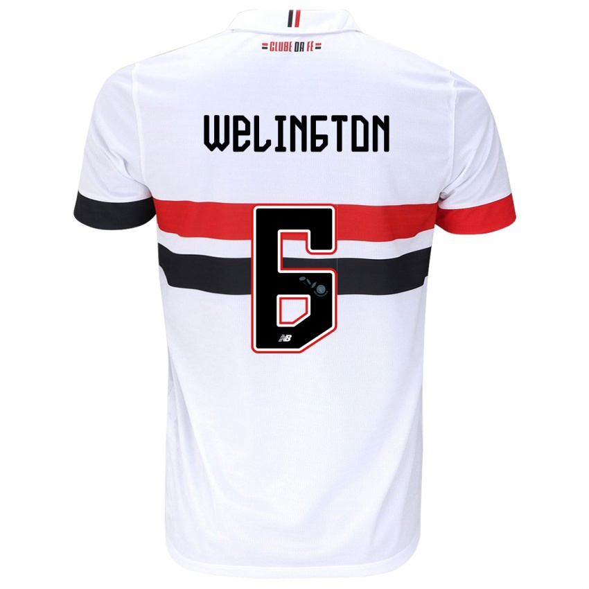 Homem Camisola Welington #6 Branco Vermelho Preto Principal 2024/25 Camisa