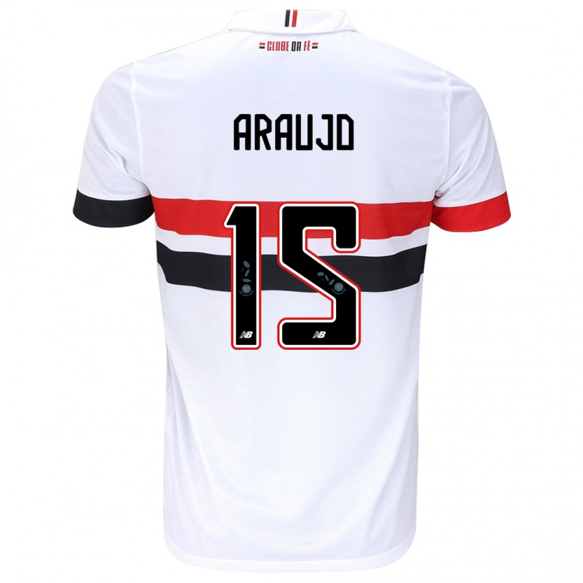 Homem Camisola Michel Araújo #15 Branco Vermelho Preto Principal 2024/25 Camisa