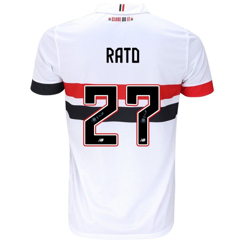 Homem Camisola Wellington Rato #27 Branco Vermelho Preto Principal 2024/25 Camisa