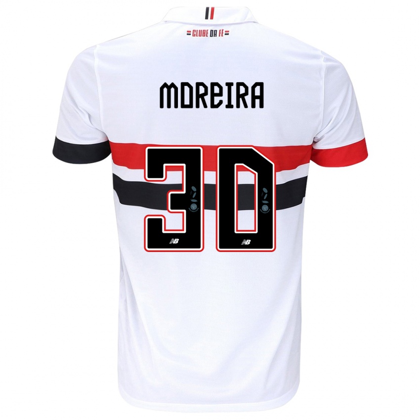 Homem Camisola João Moreira #30 Branco Vermelho Preto Principal 2024/25 Camisa