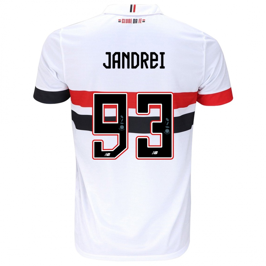 Homem Camisola Jandrei #93 Branco Vermelho Preto Principal 2024/25 Camisa