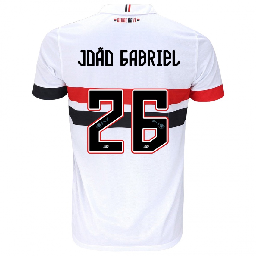 Homem Camisola João Gabriel #26 Branco Vermelho Preto Principal 2024/25 Camisa