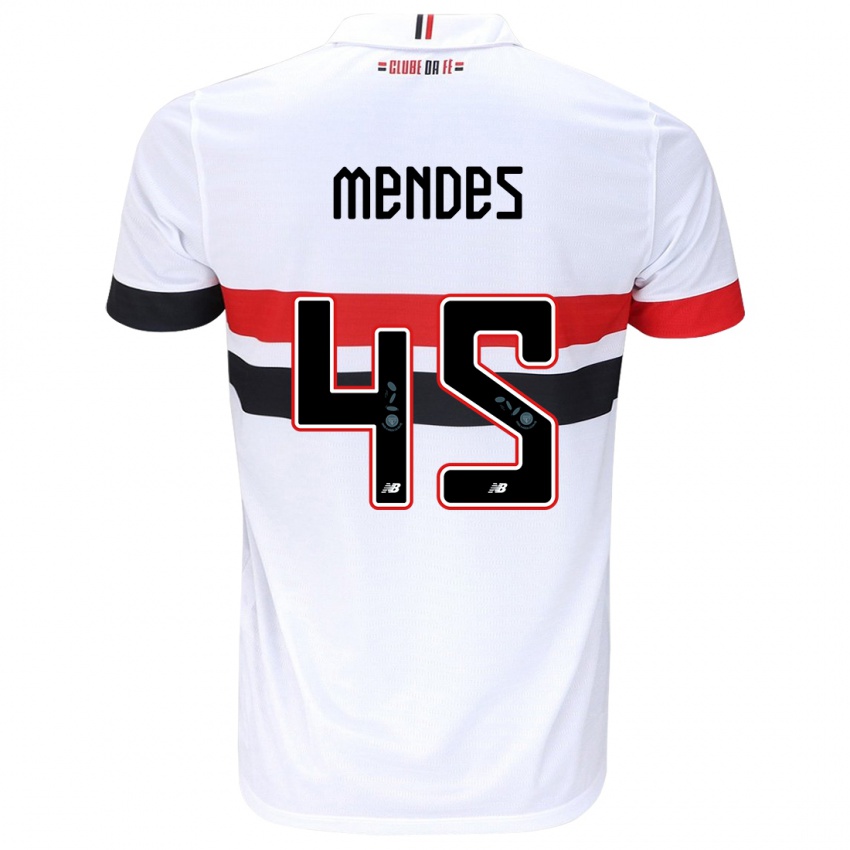 Homem Camisola Nathan Mendes #45 Branco Vermelho Preto Principal 2024/25 Camisa