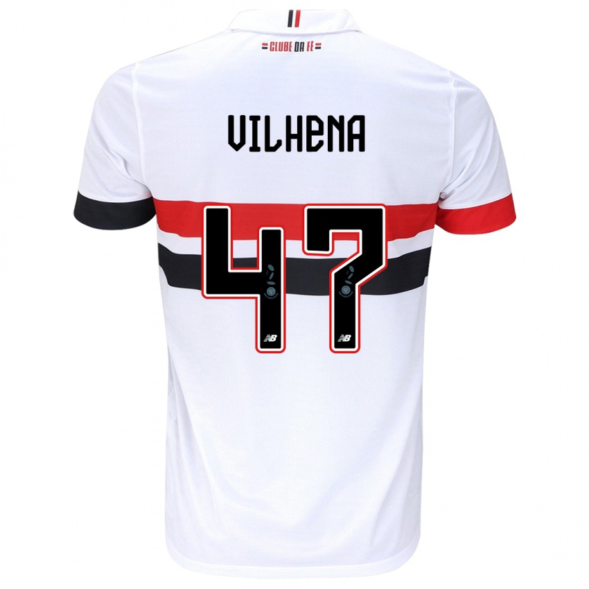 Homem Camisola Pedro Vilhena #47 Branco Vermelho Preto Principal 2024/25 Camisa