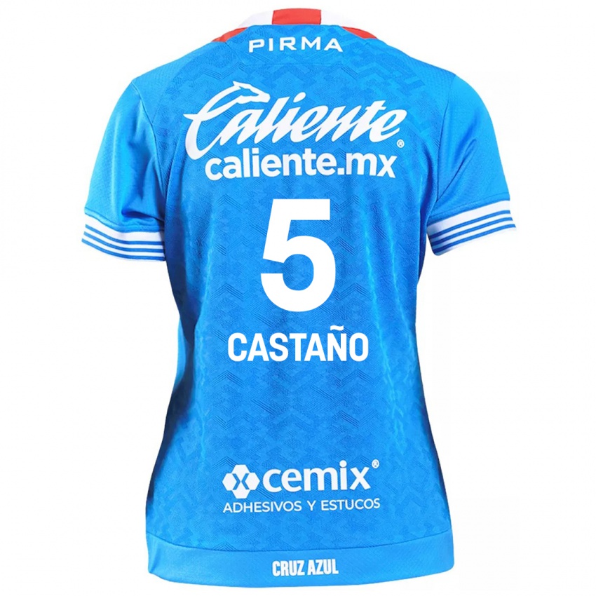 Homem Camisola Kevin Castaño #5 Céu Azul Principal 2024/25 Camisa