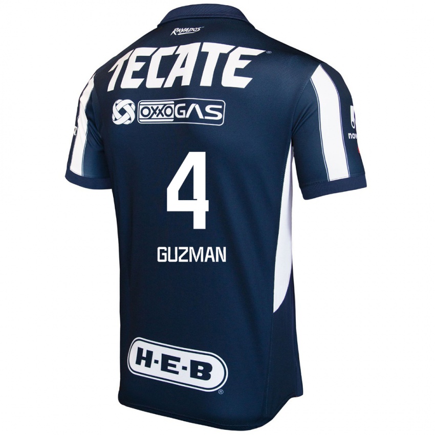 Homem Camisola Victor Guzman #4 Azul Vermelho Branco Principal 2024/25 Camisa