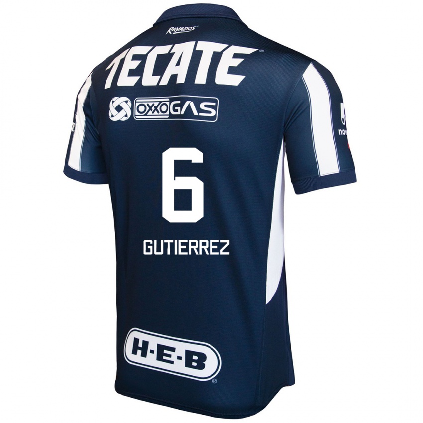 Homem Camisola Edson Gutierrez #6 Azul Vermelho Branco Principal 2024/25 Camisa