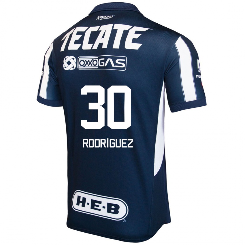 Homem Camisola Jorge Rodríguez #30 Azul Vermelho Branco Principal 2024/25 Camisa