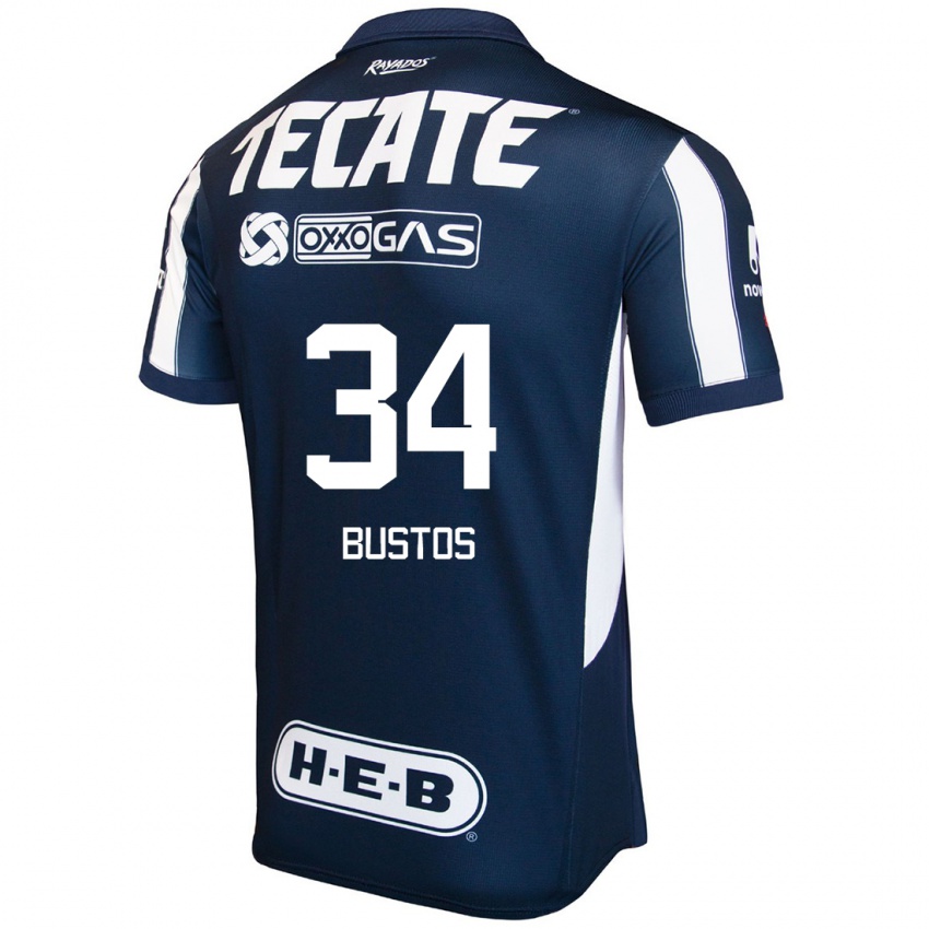 Homem Camisola César Bustos #34 Azul Vermelho Branco Principal 2024/25 Camisa