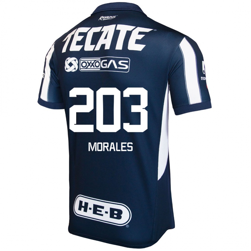 Homem Camisola Alejandro Morales #203 Azul Vermelho Branco Principal 2024/25 Camisa