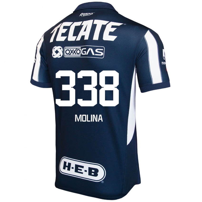 Homem Camisola Johann Molina #338 Azul Vermelho Branco Principal 2024/25 Camisa