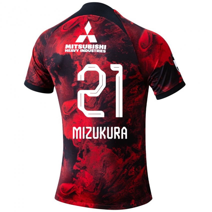 Homem Camisola Kei Mizukura #21 Vermelho Preto Principal 2024/25 Camisa