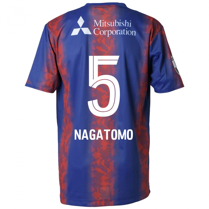 Homem Camisola Yuto Nagatomo #5 Azul Vermelho Principal 2024/25 Camisa