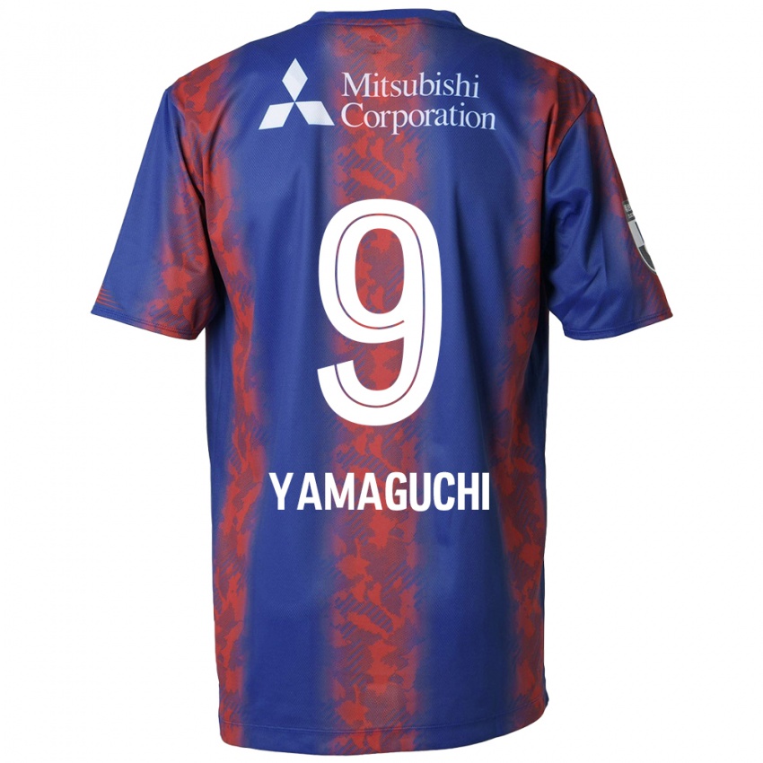 Homem Camisola Taiyo Yamaguchi #9 Azul Vermelho Principal 2024/25 Camisa