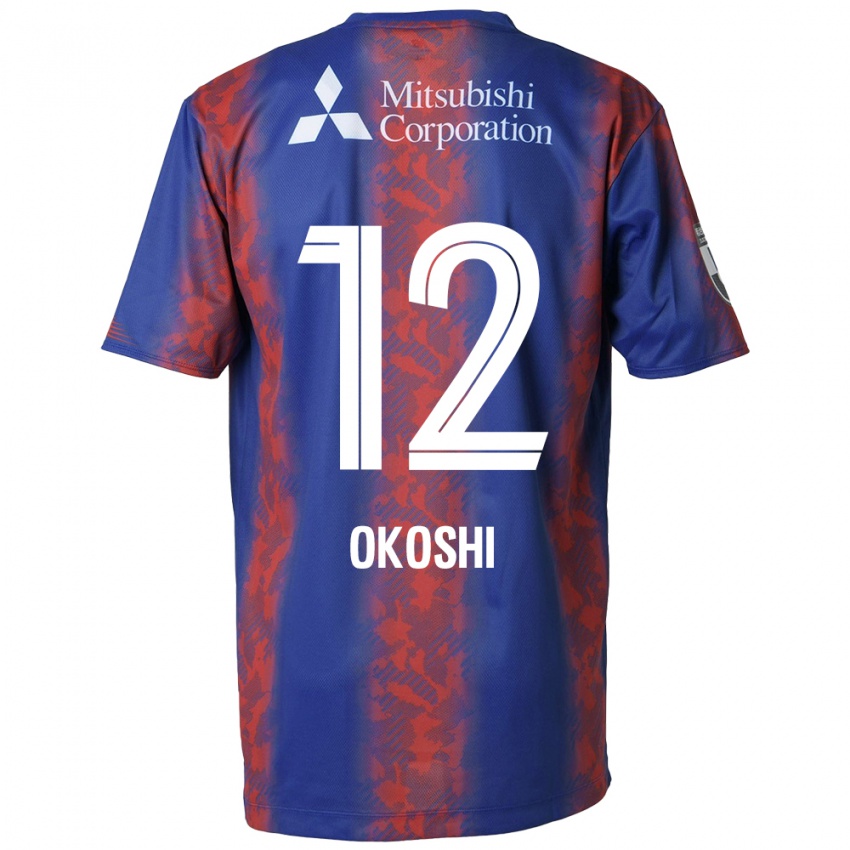 Homem Camisola Yutaha Okoshi #12 Azul Vermelho Principal 2024/25 Camisa