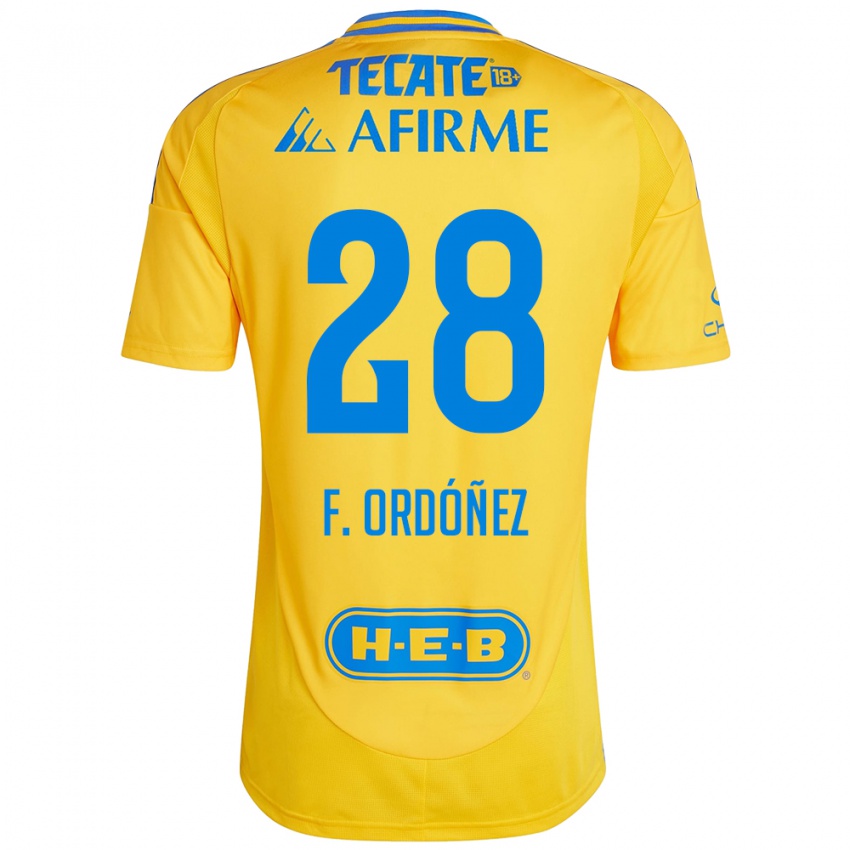 Homem Camisola Fernando Ordóñez #28 Ouro Amarelo Principal 2024/25 Camisa