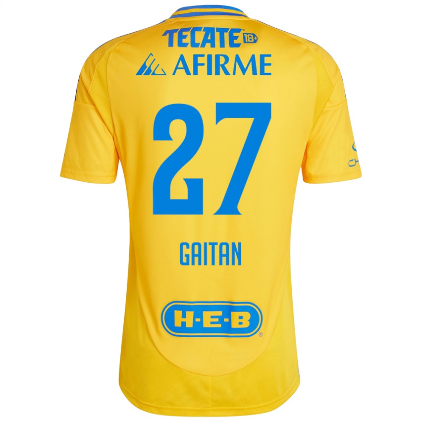 Homem Camisola Natalia Gaitan #27 Ouro Amarelo Principal 2024/25 Camisa