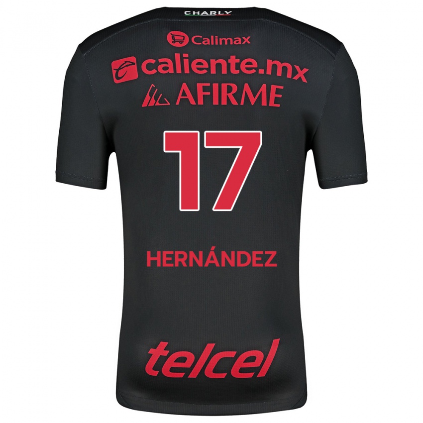 Homem Camisola Rubén Hernández #17 Preto Vermelho Principal 2024/25 Camisa