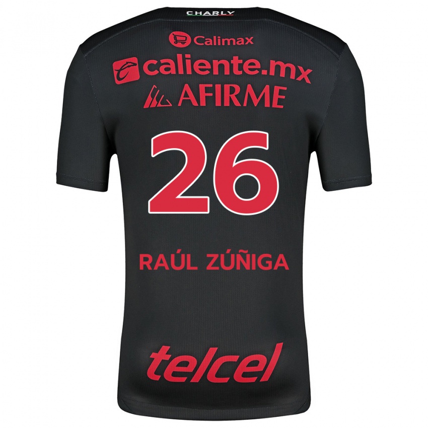 Homem Camisola José Raúl Zúñiga #26 Preto Vermelho Principal 2024/25 Camisa