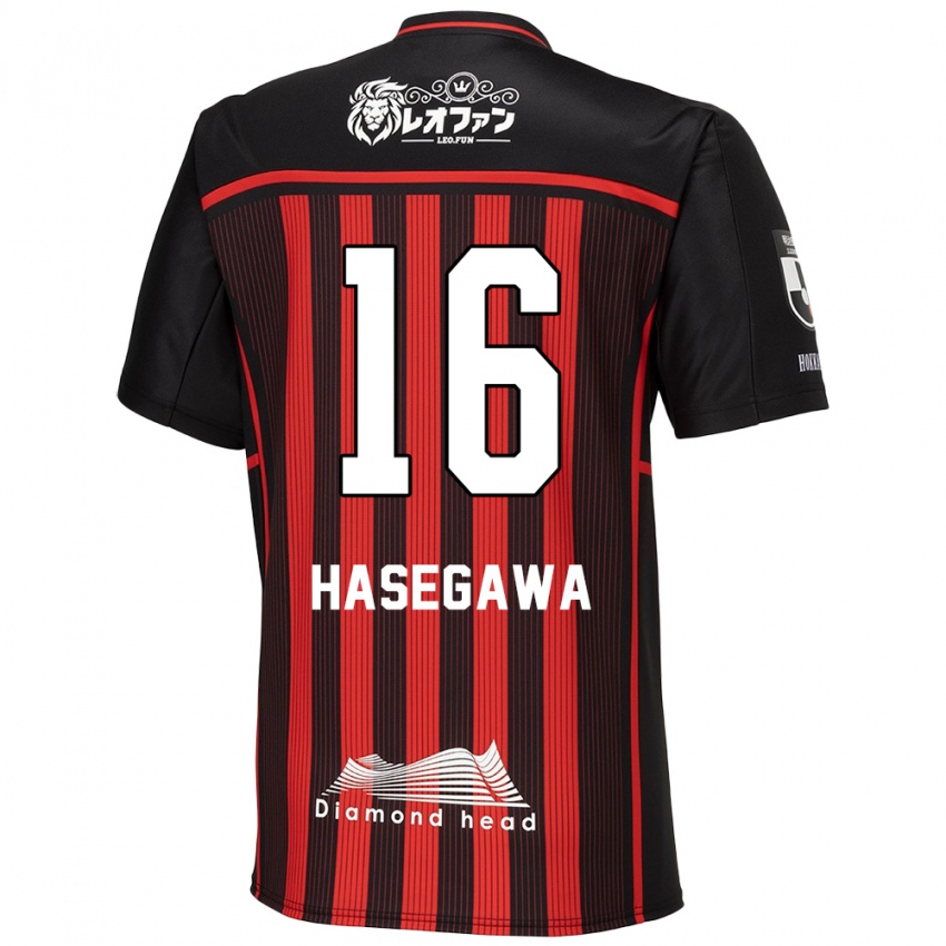 Homem Camisola Tatsuya Hasegawa #16 Vermelho Preto Principal 2024/25 Camisa