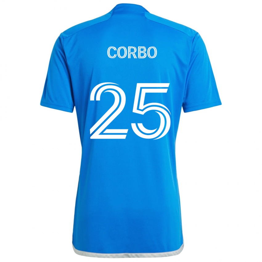 Homem Camisola Gabriele Corbo #25 Branco Azulado Principal 2024/25 Camisa