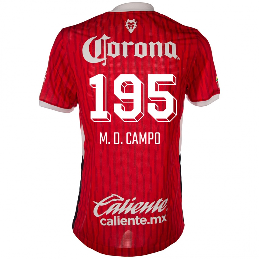 Homem Camisola Arturo Martín Del Campo #195 Vermelho Branco Principal 2024/25 Camisa