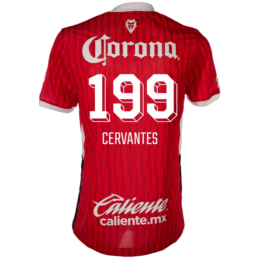 Homem Camisola Axel Cervantes #199 Vermelho Branco Principal 2024/25 Camisa