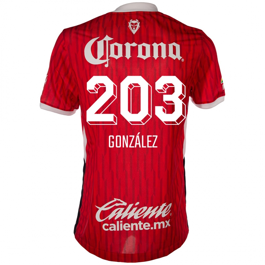 Homem Camisola Luis González #203 Vermelho Branco Principal 2024/25 Camisa