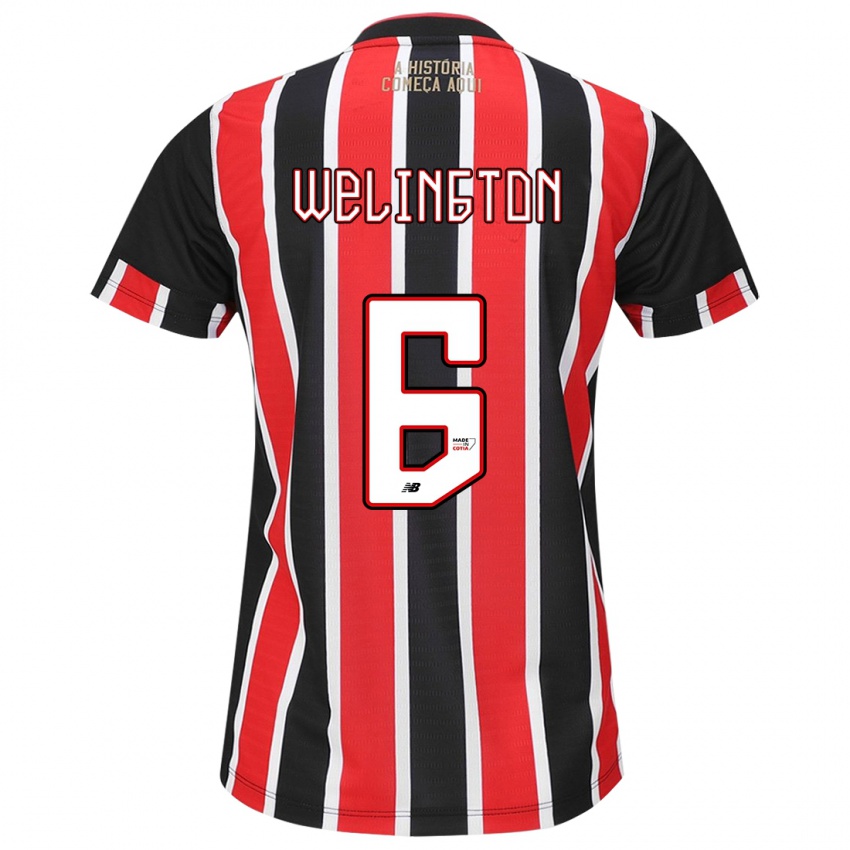 Homem Camisola Welington #6 Preto Vermelho Branco Alternativa 2024/25 Camisa