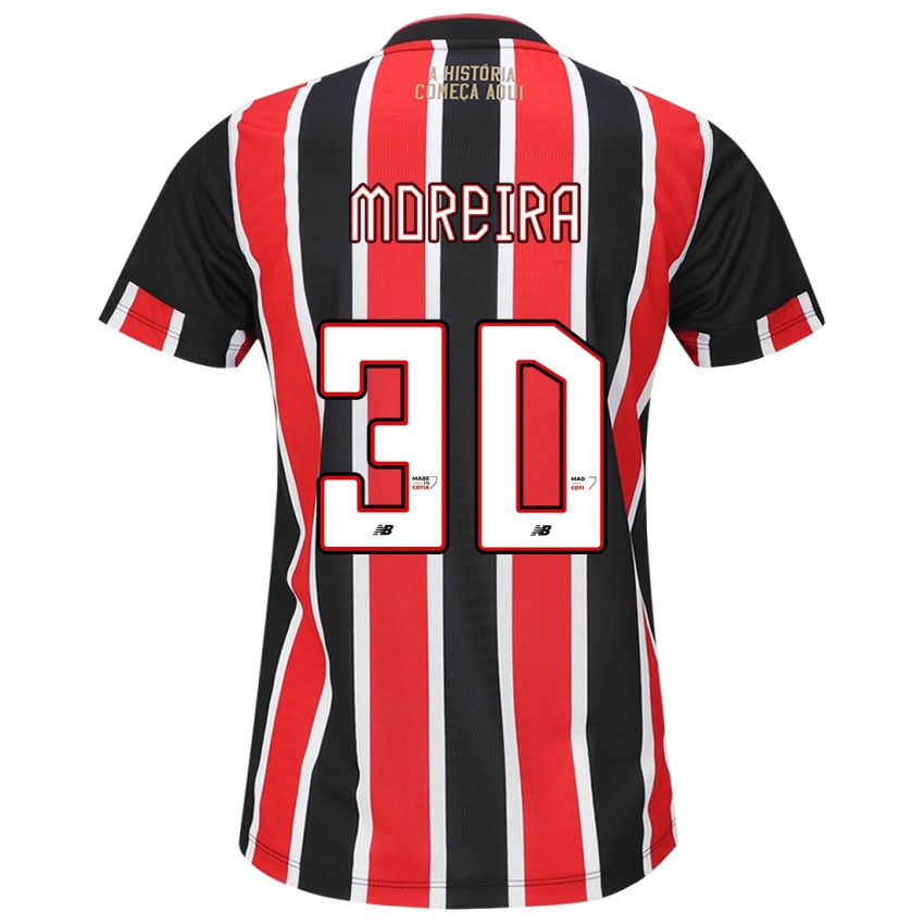 Homem Camisola João Moreira #30 Preto Vermelho Branco Alternativa 2024/25 Camisa