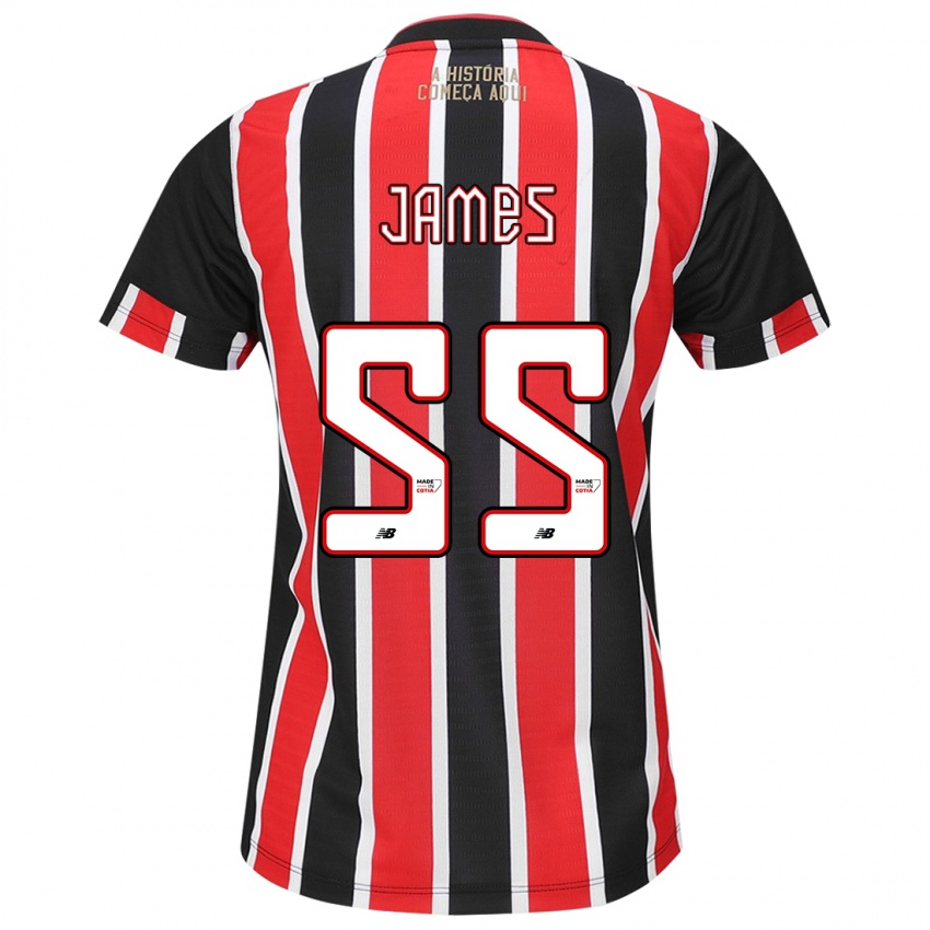 Homem Camisola James Rodriguez #55 Preto Vermelho Branco Alternativa 2024/25 Camisa