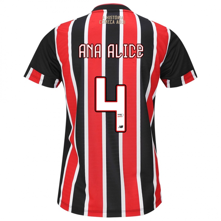 Homem Camisola Ana Alice Luciano Da Silva #4 Preto Vermelho Branco Alternativa 2024/25 Camisa