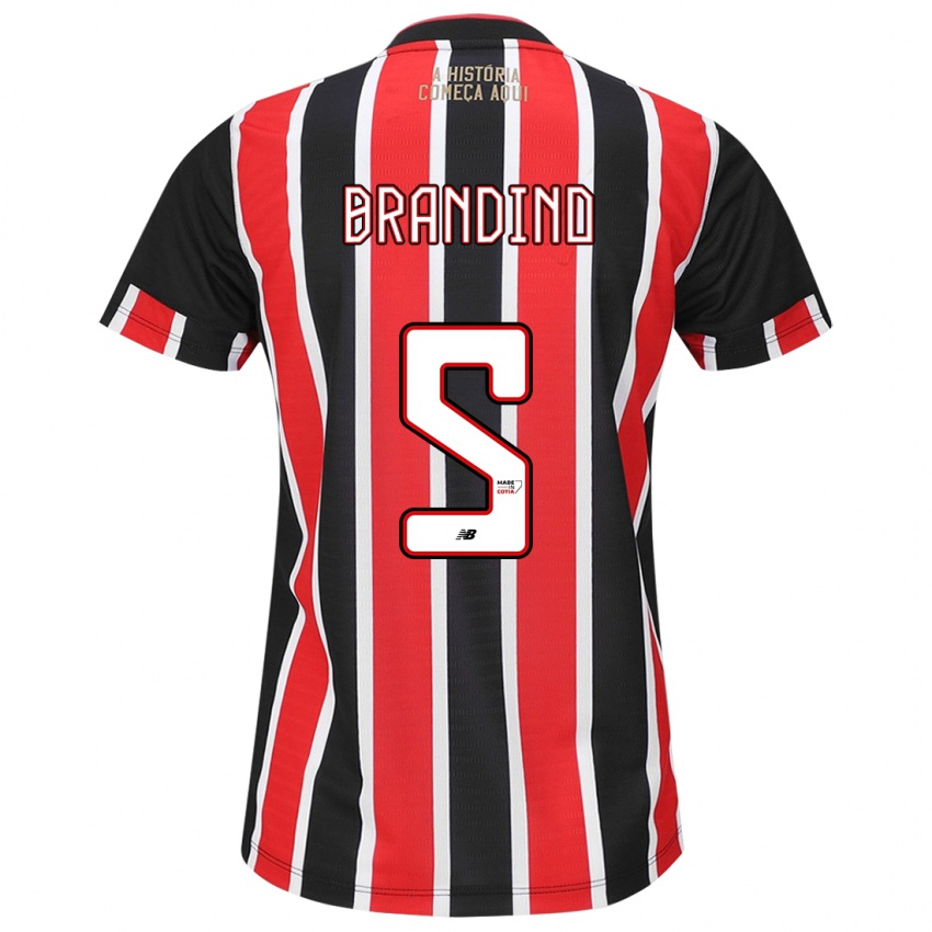 Homem Camisola Kika Brandino #5 Preto Vermelho Branco Alternativa 2024/25 Camisa