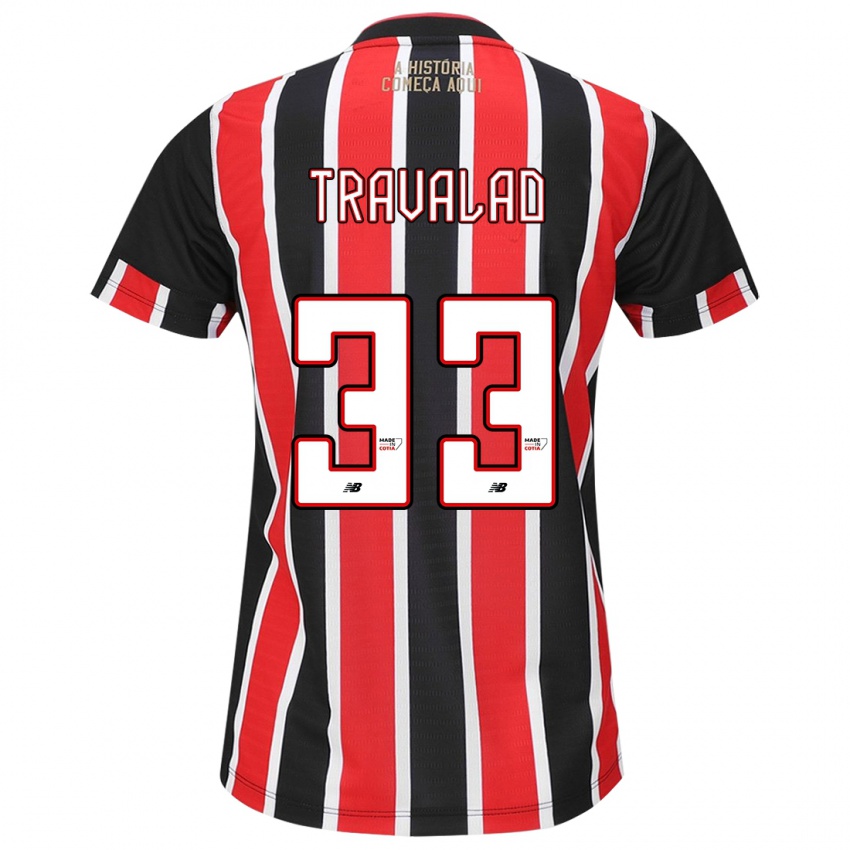 Homem Camisola Rafa Travalão #33 Preto Vermelho Branco Alternativa 2024/25 Camisa