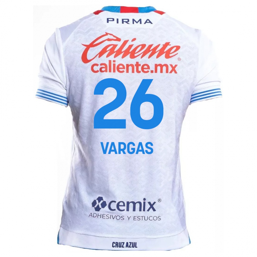 Homem Camisola Carlos Vargas #26 Branco Azul Alternativa 2024/25 Camisa