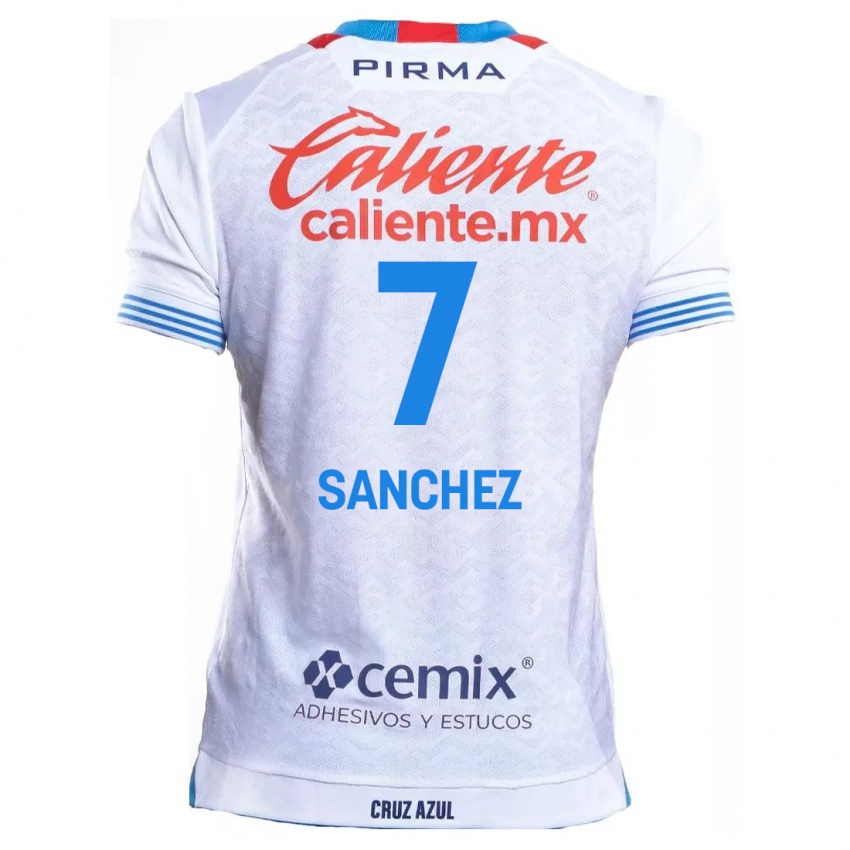 Homem Camisola Andrea Sanchez #7 Branco Azul Alternativa 2024/25 Camisa