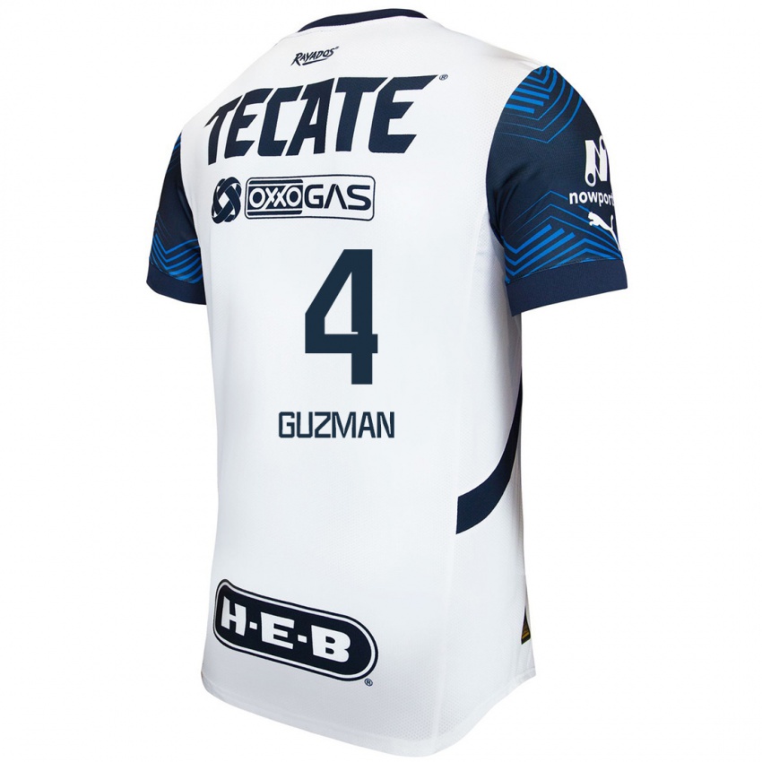 Homem Camisola Victor Guzman #4 Branco Azul Alternativa 2024/25 Camisa