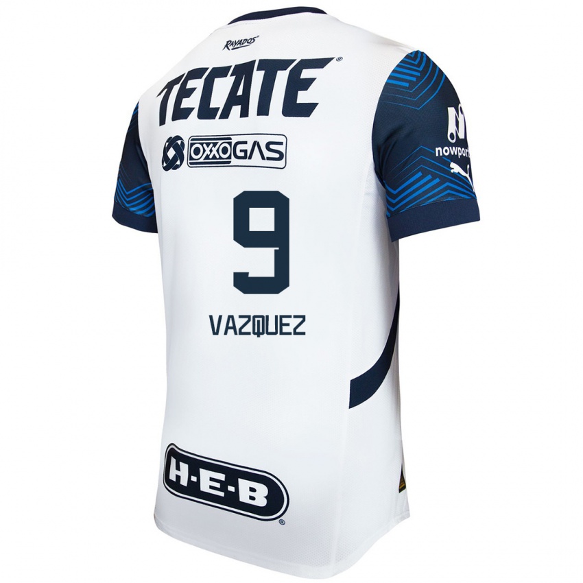 Homem Camisola Brandon Vazquez #9 Branco Azul Alternativa 2024/25 Camisa