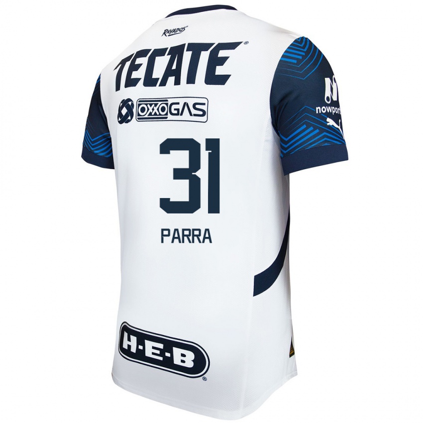 Homem Camisola Daniel Parra #31 Branco Azul Alternativa 2024/25 Camisa