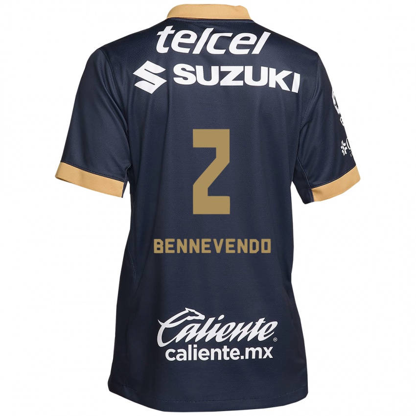 Homem Camisola Pablo Bennevendo #2 Obsidiana Ouro Branco Alternativa 2024/25 Camisa