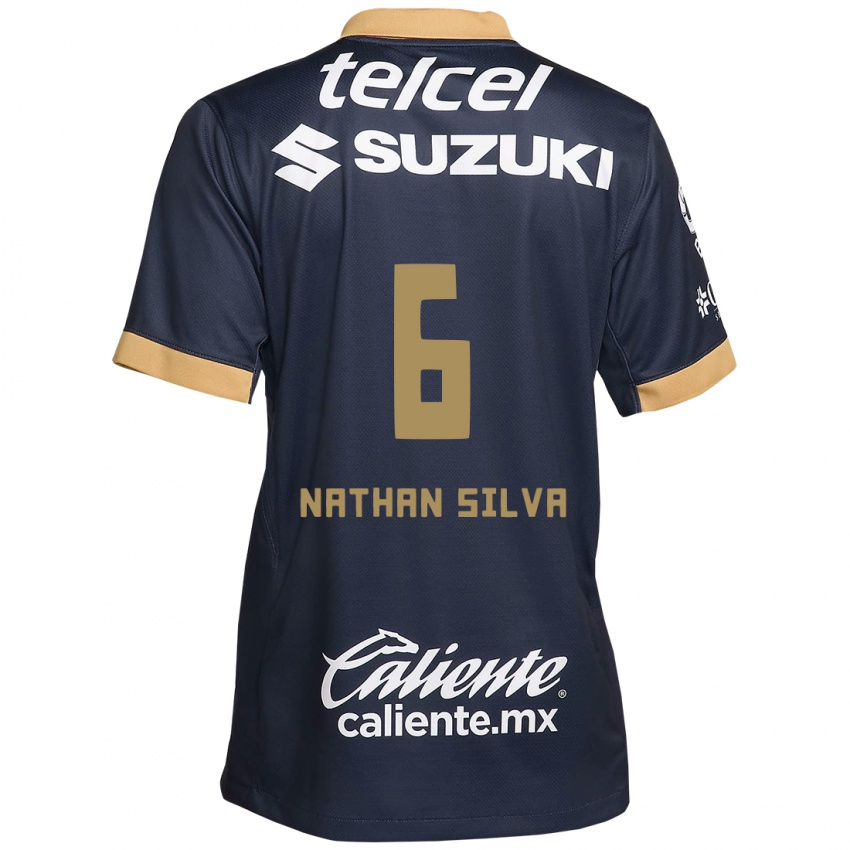 Homem Camisola Nathan Silva #6 Obsidiana Ouro Branco Alternativa 2024/25 Camisa