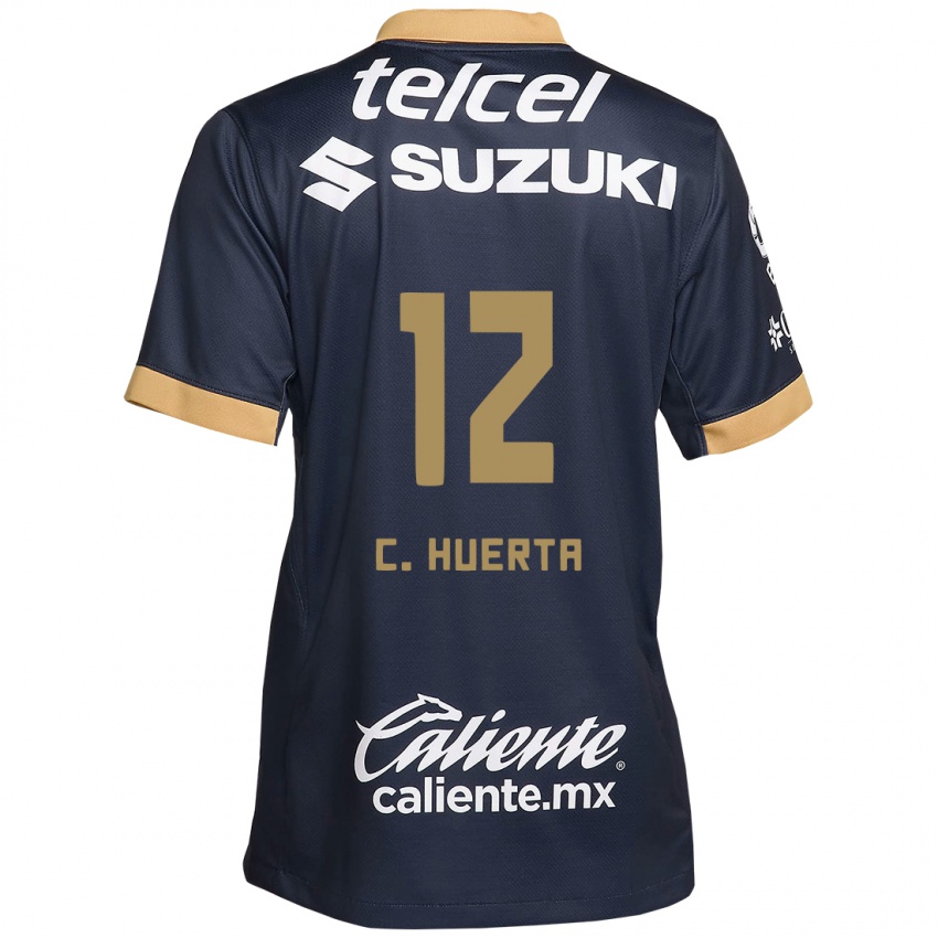 Homem Camisola César Huerta #12 Obsidiana Ouro Branco Alternativa 2024/25 Camisa