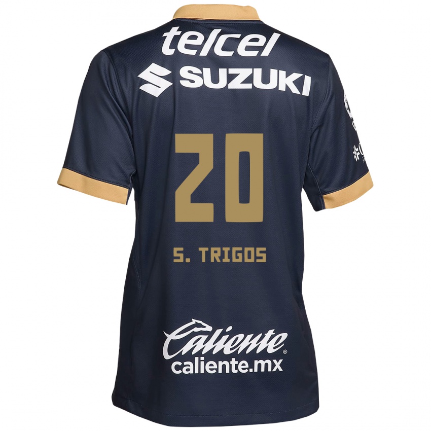 Homem Camisola Santiago Trigos #20 Obsidiana Ouro Branco Alternativa 2024/25 Camisa